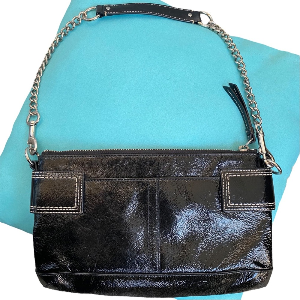 Coach Soho Chain Buckle Patent Black Leather Clutch Handbag - Picture 6 of 12
